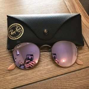 Ray Ban Round Flash Glasses (Lilac)